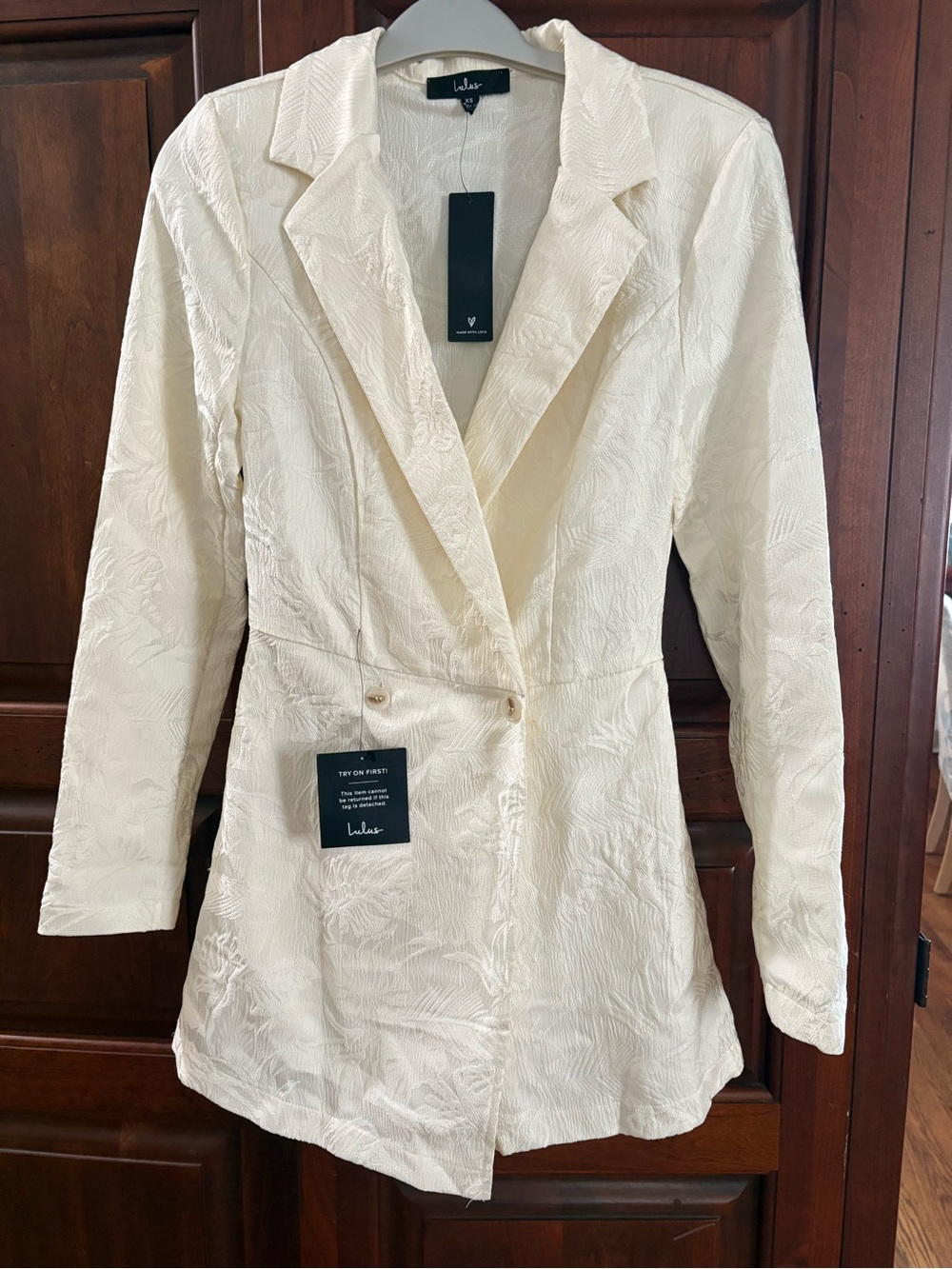 Lulu's Ivory Textured Long Blazer Romper